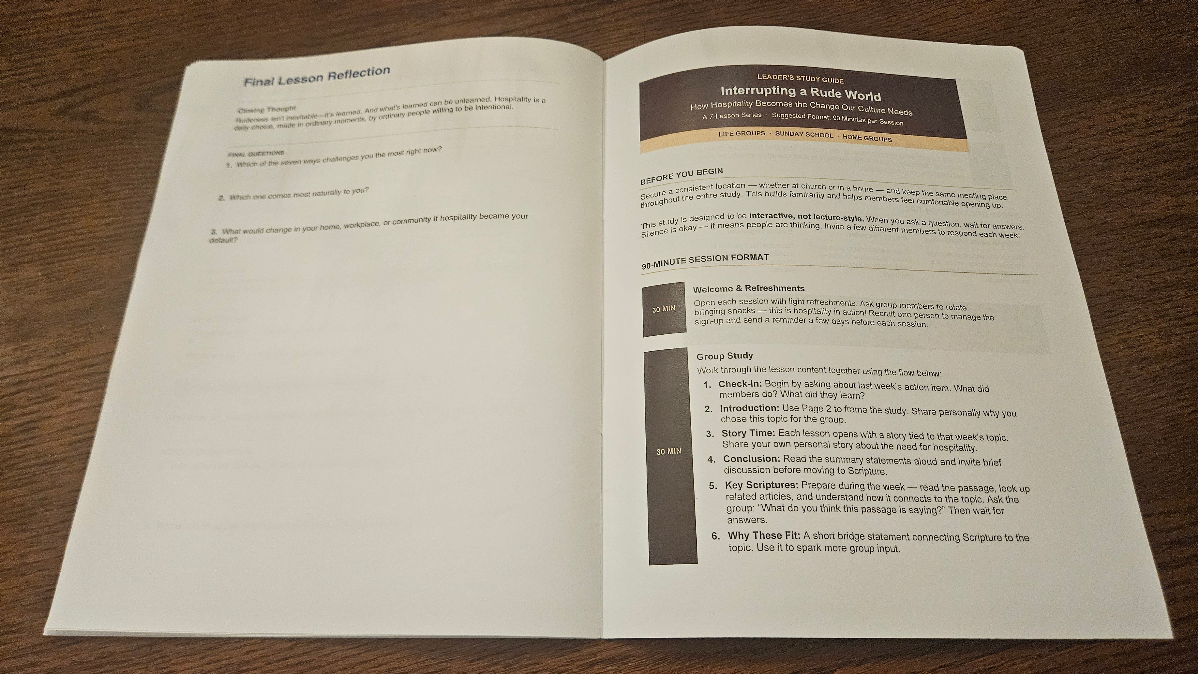 Printed Study Booklet Session Introduction