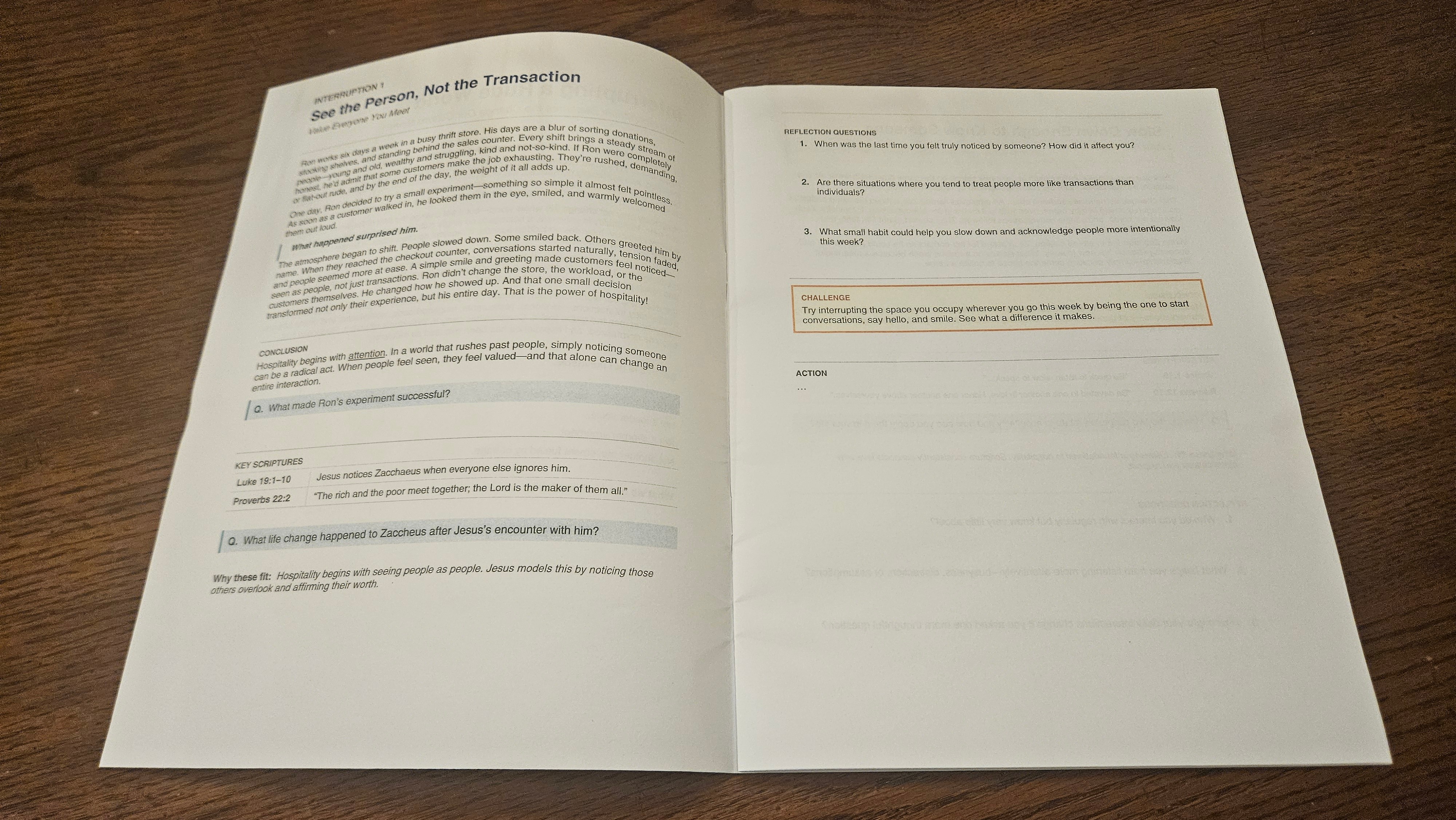 Printed Study Booklet Scripture & Reflection